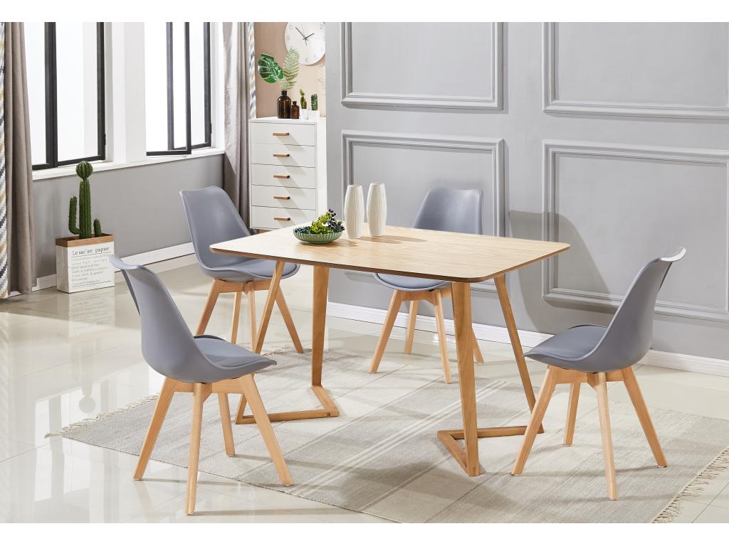 Dormeva - Ensemble Table à Manger Effet Chêne 4 Chaises Dormeva Grises - Style Moderne PZCA47236