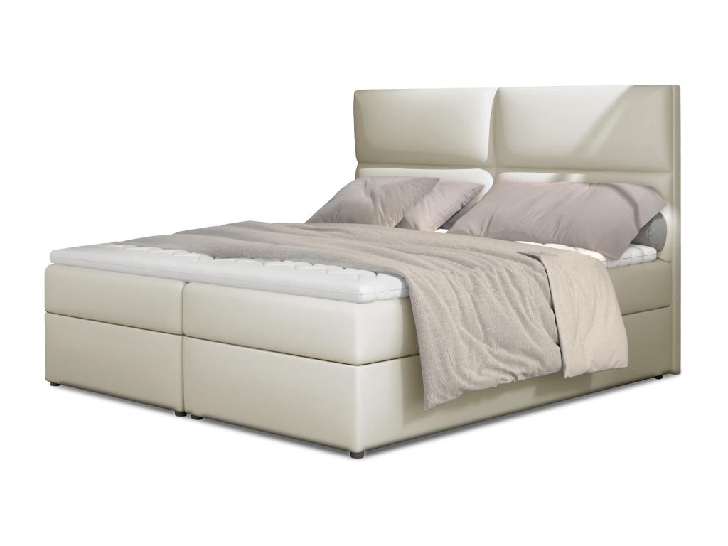 Lit continental capitonné simili cuir beige clair Dormeva-140x200 CTKY16113