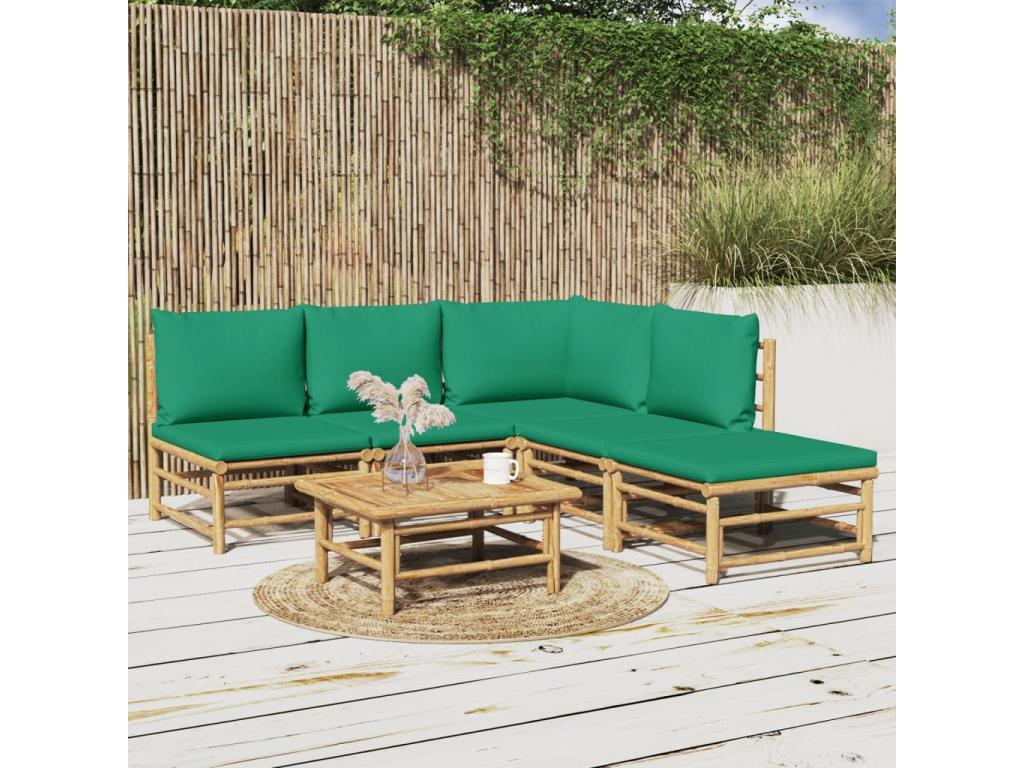 Salon de jardin 6 pcs avec coussins vert Dormeva RQSF11116