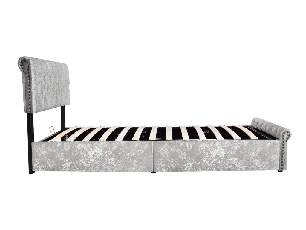 Lit coffre Lit pour adolescents - gris 90x200 avec Zensova à Zensova et tête de lit - Zensova ZBYA39592