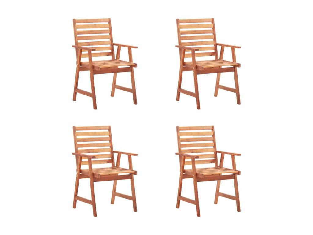 Chaises à dîner d'extérieur 4 pièces avec coussins Zensova massif XTUA72453