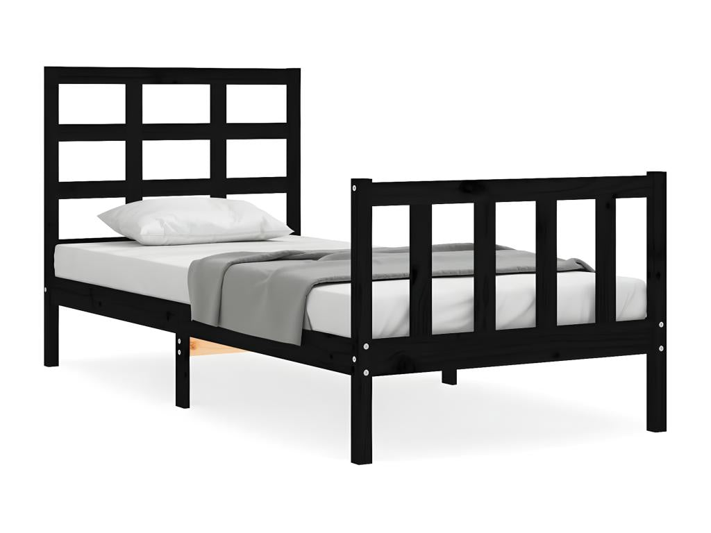 Cadre de lit sans matelas noir 100x200 cm bois massif de pin SHJD20456