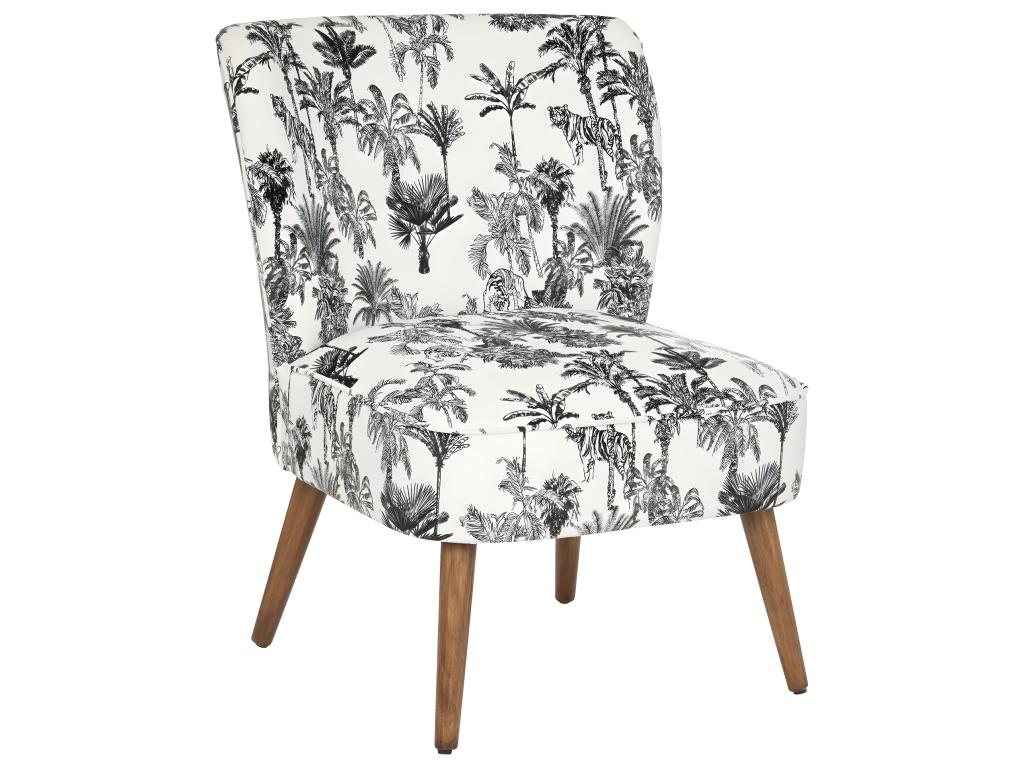 Fauteuil en Bois et Tissu imprimé Noir / Blanc FATW66589