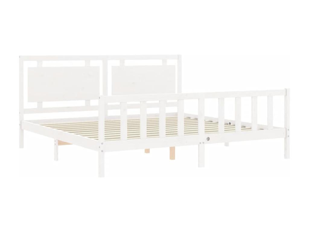 Cadre de lit avec tête de lit blanc 180x200 bois massif ZEPF70231