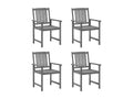 Chaises de jardin avec coussins 4 pièces Gris Bois d'Lumenao massif XODM04357