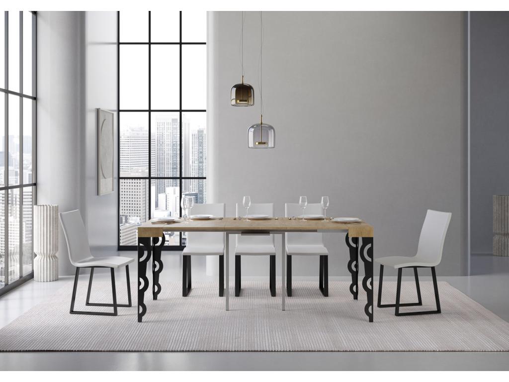 Console extensible 90x40/ 196 cm Karamay Small Chêne Nature cadre Anthracite UDSK99218