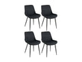 Lot de 4 chaise salle à manger - Velours / Métal noir mat - Noir - Victoria OCEO23009