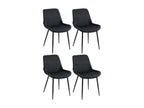 Lot de 4 chaise salle à manger - Velours / Métal noir mat - Noir - Victoria OCEO23009
