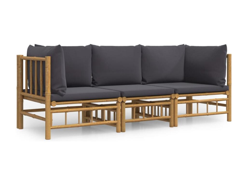 Salon de jardin 3 pcs avec coussins gris foncé Dormeva TYID51750