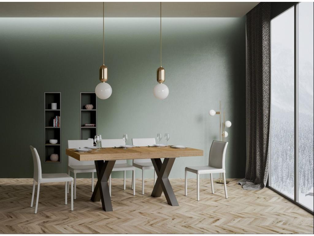 Table à manger rectangulaire bois clair et pieds métal gris foncé Dormeva 160cm GAQX61962