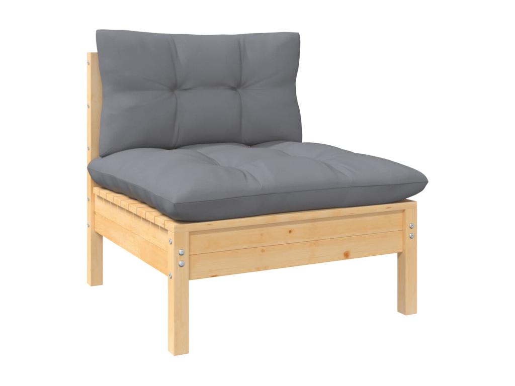 Salon de jardin 6 pcs avec coussins gris Bois de pin 7 ULJU92507