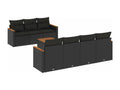 Salon de jardin 8 pcs avec coussins noir résine tressée WGYB15099