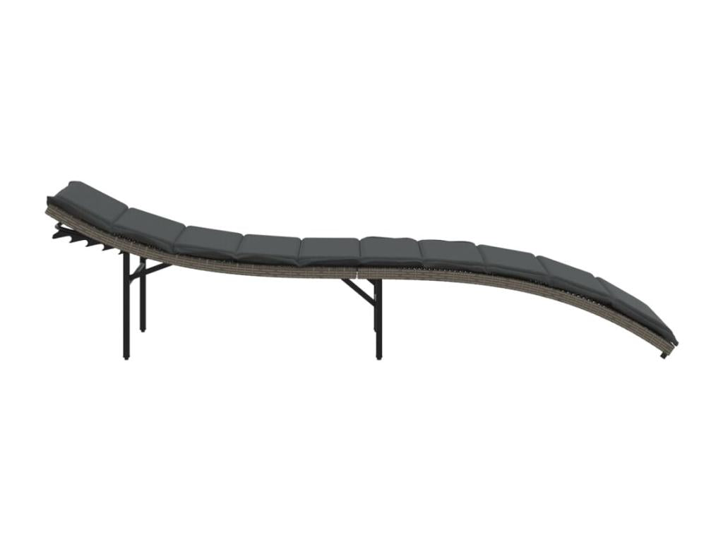 Chaise longue avec coussin gris 55x199x50 cm résine tressée KDUN99914