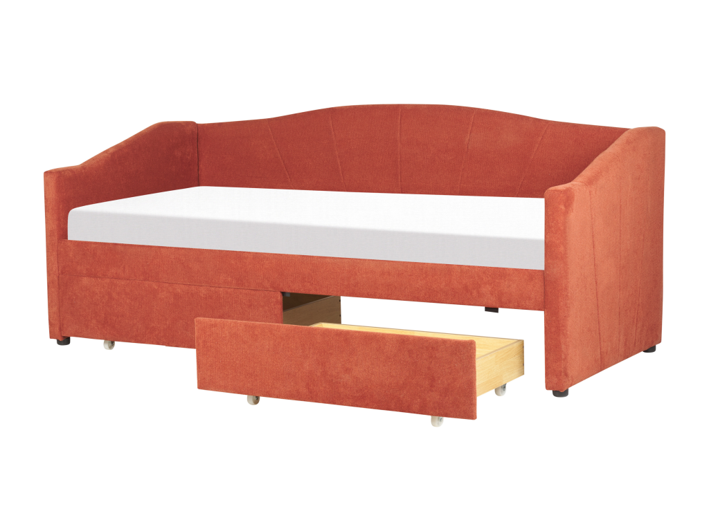 Lit de jour avec rangement Tissu VITTEL 90x200 cm Rouge XUHL68063