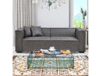 Canapé droit 3 places Macao Tissu effet peau Vintage Gris RENK34404