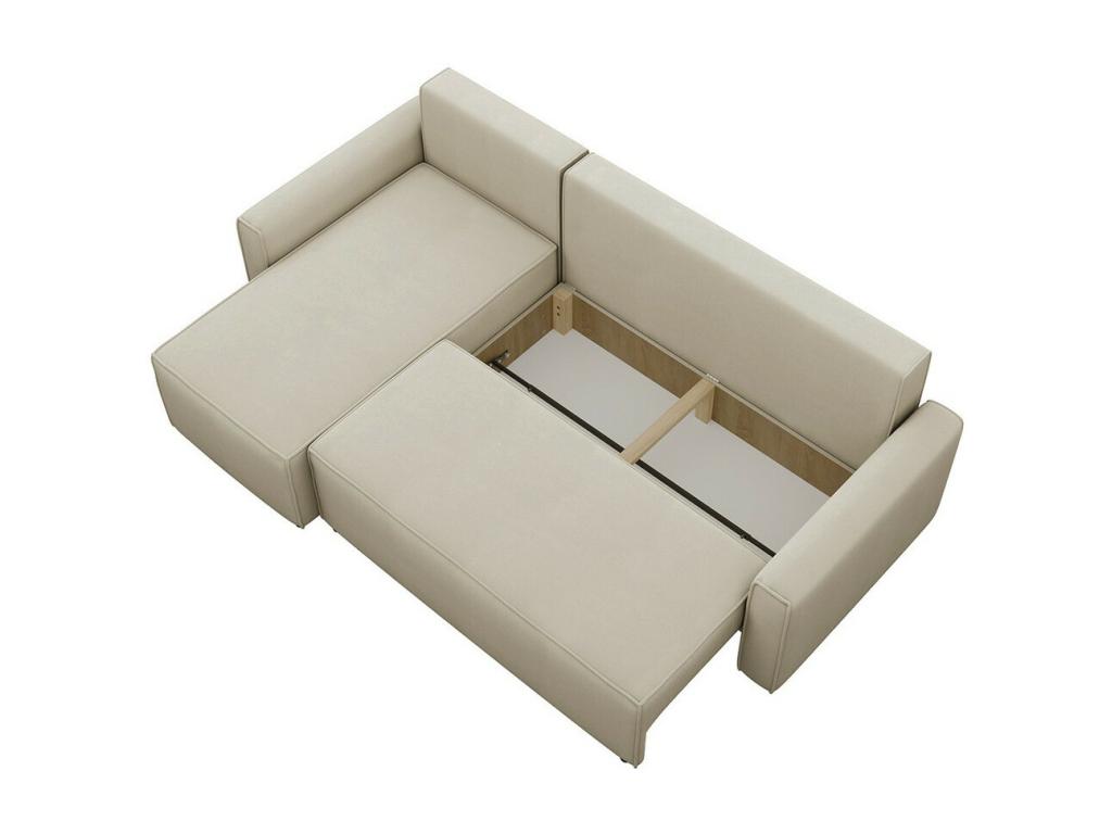 Canapé d'angle Zensova 107 Brun clair Fonction de couchage Boîte de literie 235x87cm PDXB46690