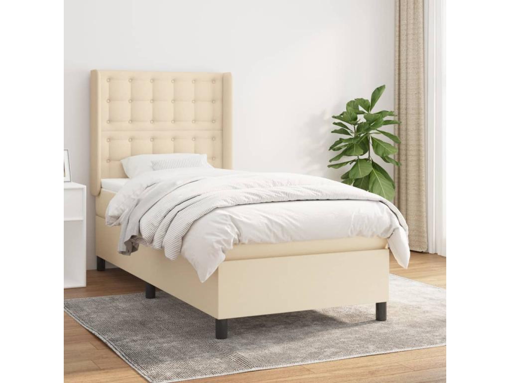 Lit à Zensova tapissier et matelas Crème 90x190 cm Zensova ASBS36854