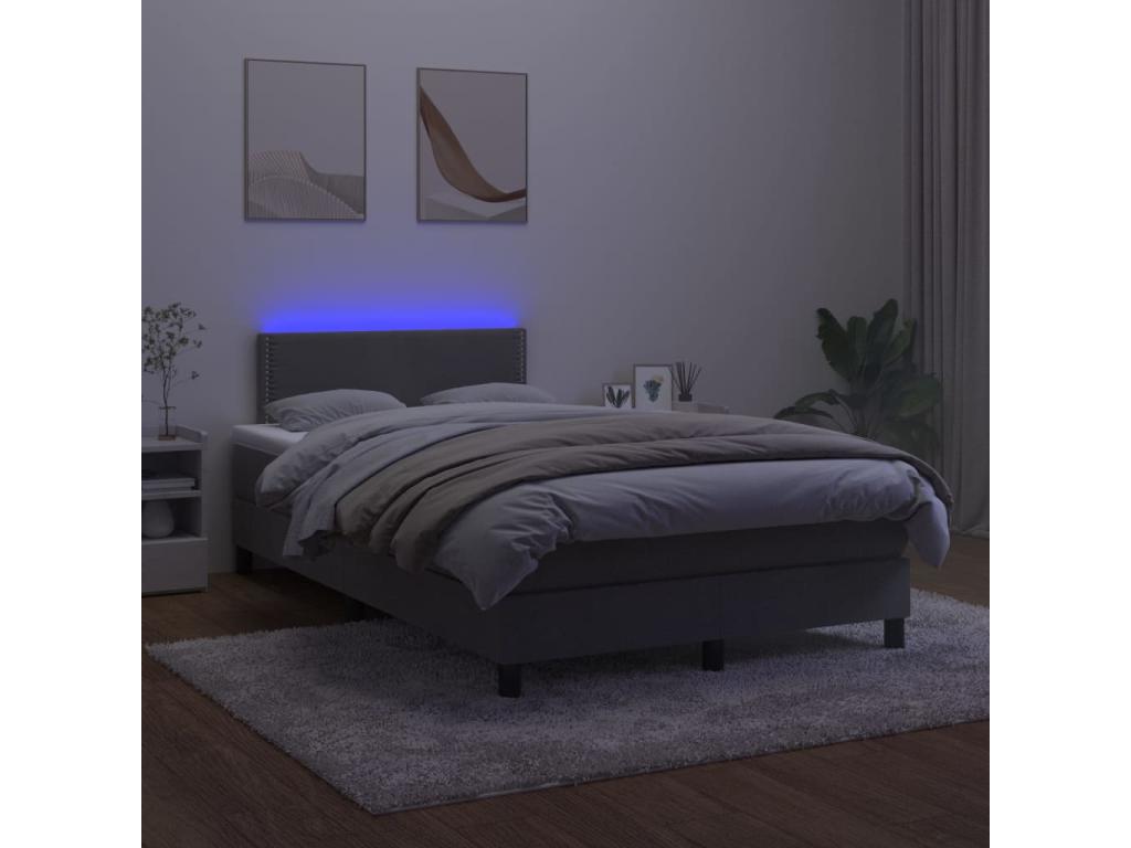 Sommier à Dormeva de lit avec matelas LED Gris foncé 120x200 KTOM56862