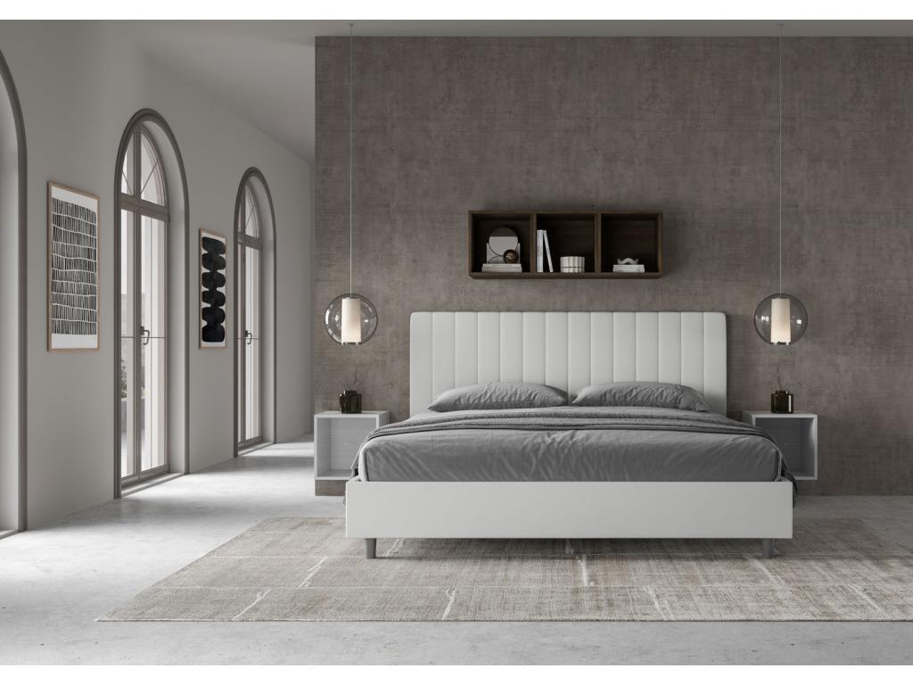 Lit Dormeva taille avec sommier rembourré 200x200 similicuir blanc Dormeva VQTO44238