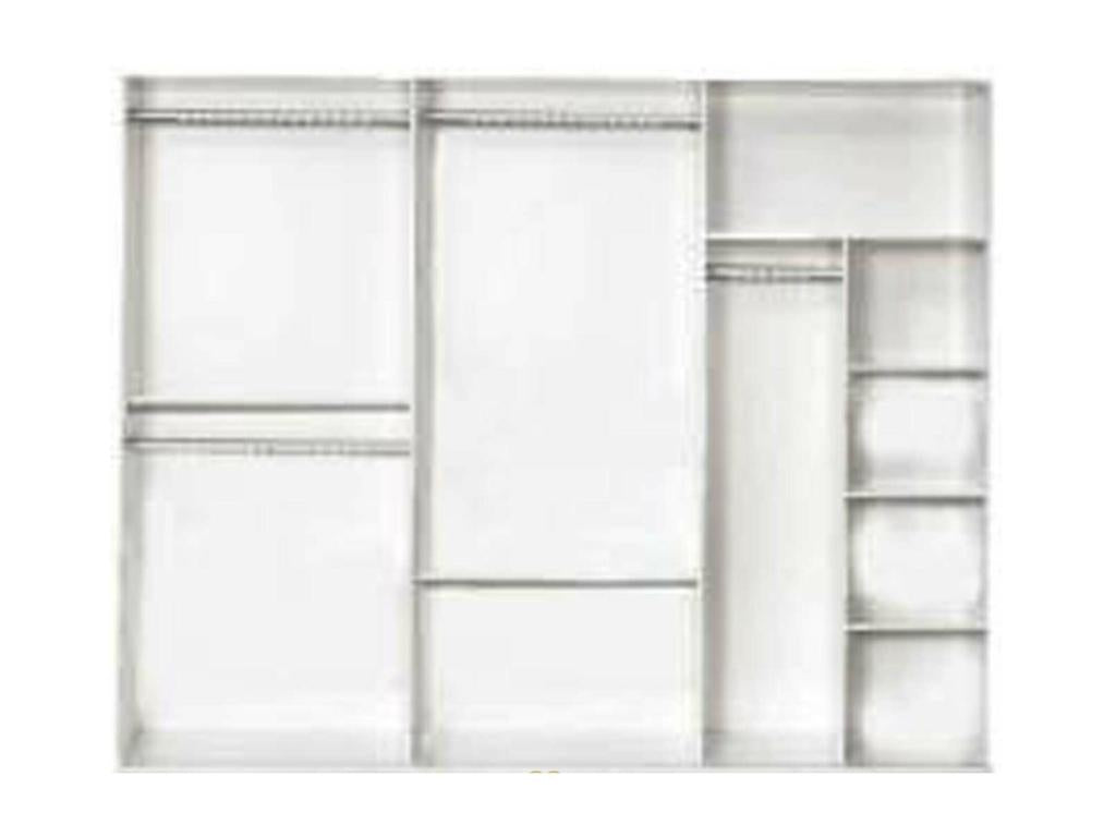 Grande armoire de chambre 6 portes battantes bois blanc et bois gris brillant marbré doré Dormeva 242cm DSHS74098