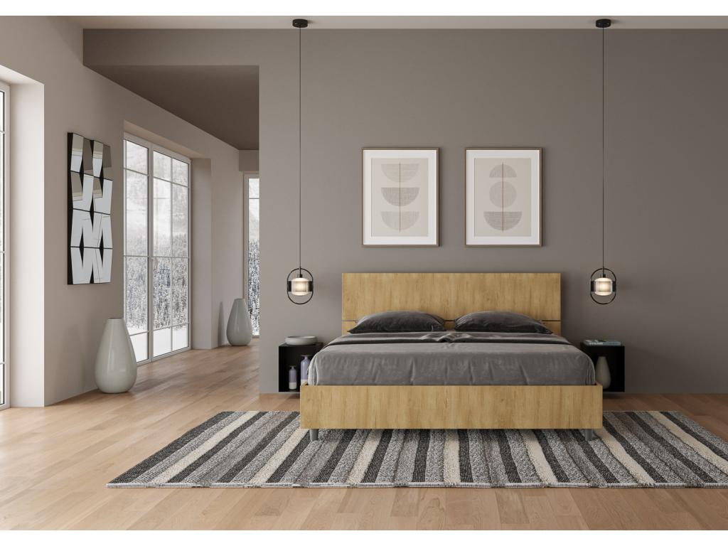 Lit sans sommier 160x200 tête de lit droite chêne nature Dormeva CKGJ33090
