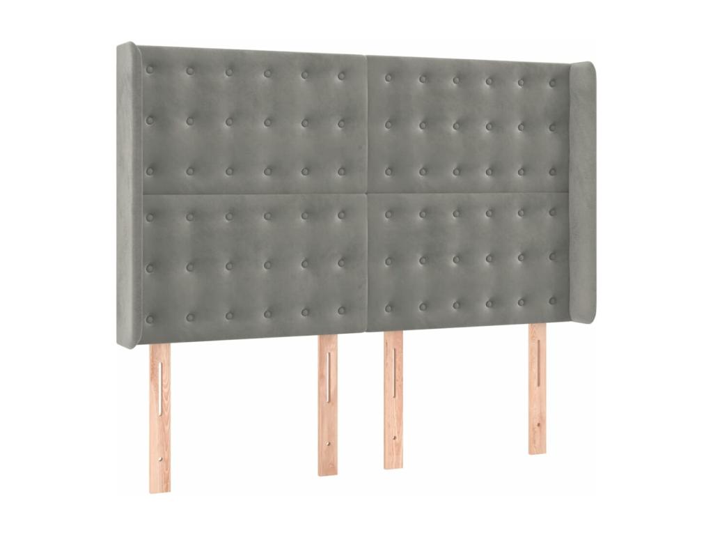 Sommier tapissier matelas et LED Gris clair 140x190 cm Velours DPKW34158