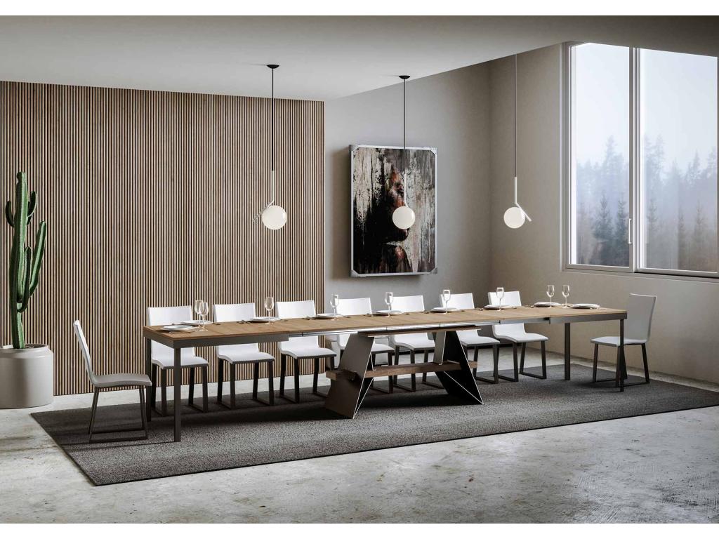 Table extensible 90x160/ 420 cm Zensova Chêne Nature cadre Anthracite IHMO84888