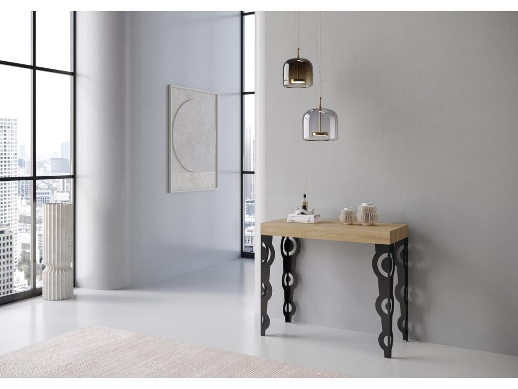 Console extensible 90x40/ 196 cm Karamay Small Chêne Nature cadre Anthracite UDSK99218