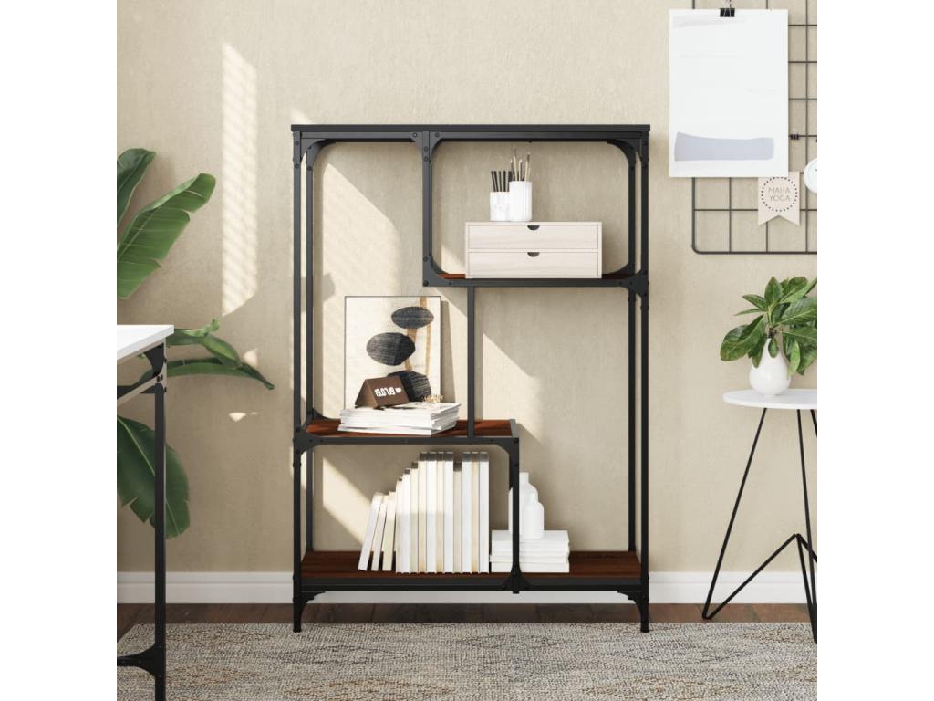 Bibliothèque chêne marron 81x36x115 cm bois ingénierie et acier RBJV57414