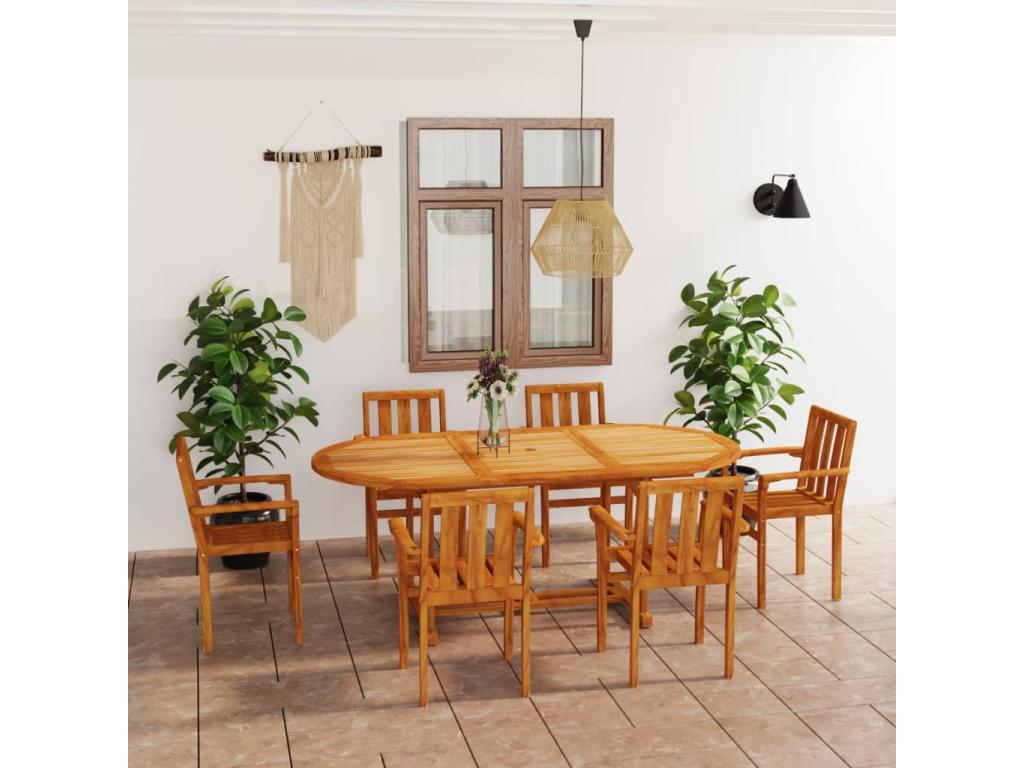 Salon de jardin 7 pcs Bois de teck massif 4 COQB01173