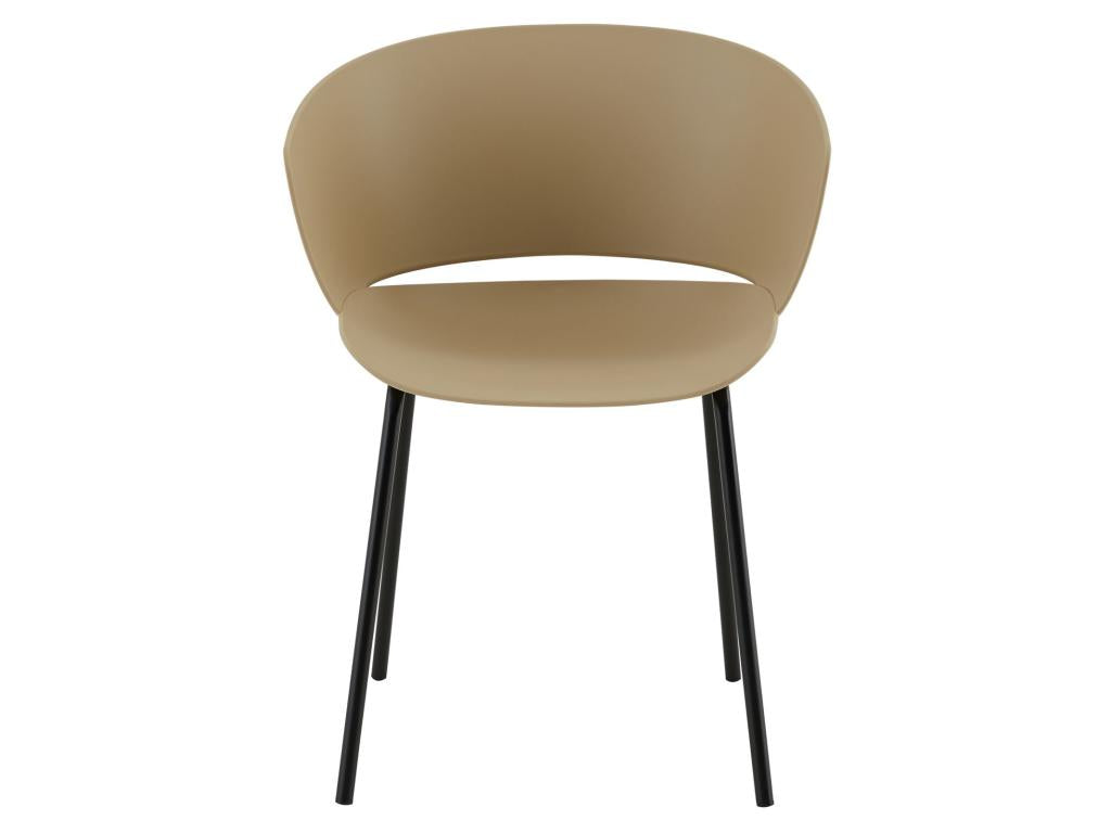 Lot de 4 chaises de jardin NIVEL fauteuil d'extérieur en plastique beige résistant aux UV et pieds en métal Zensova JZMI70390