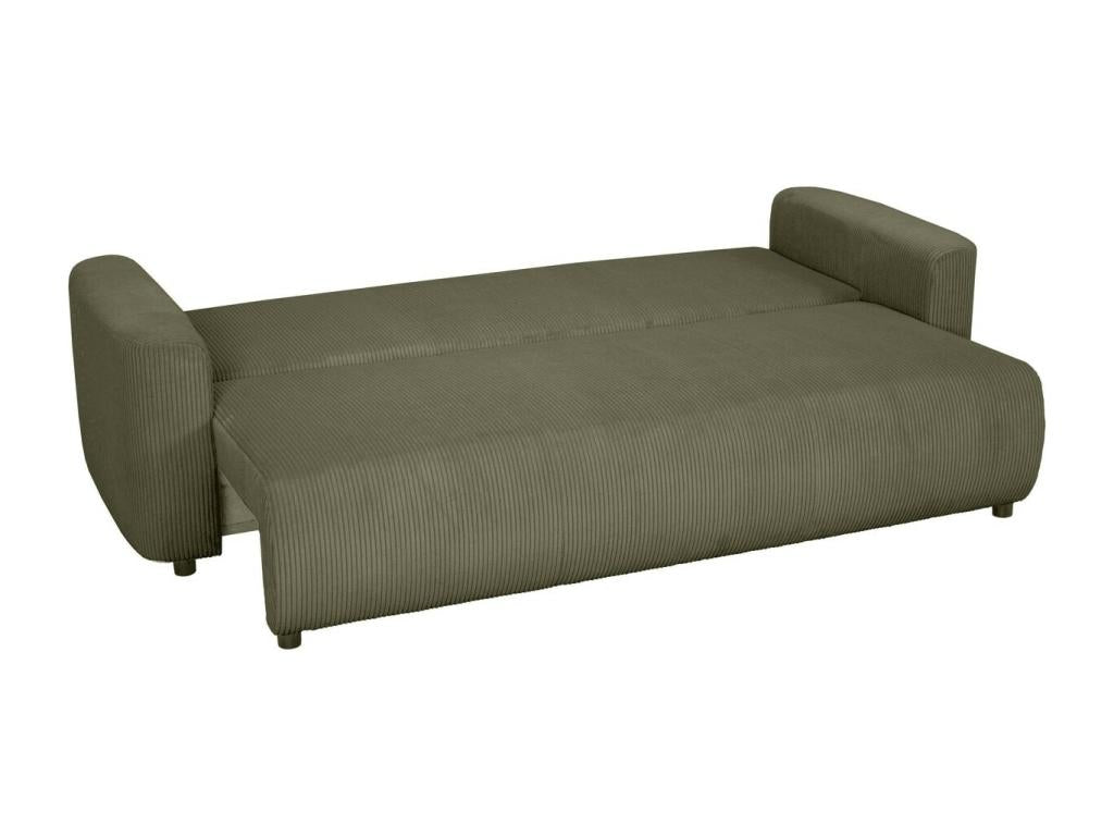 Canapé convertible 3 places en velours tricoté vert kaki avec coffre de rangement - Dormeva SAUL07844