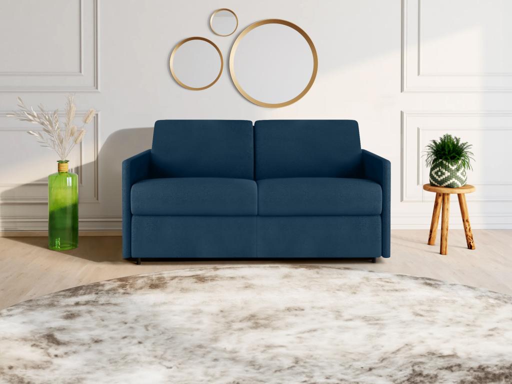 Canapé 2 places convertible express en Zensova bleu foncé - Couchage 120 cm - Matelas 14 cm Zensova YTHO18915