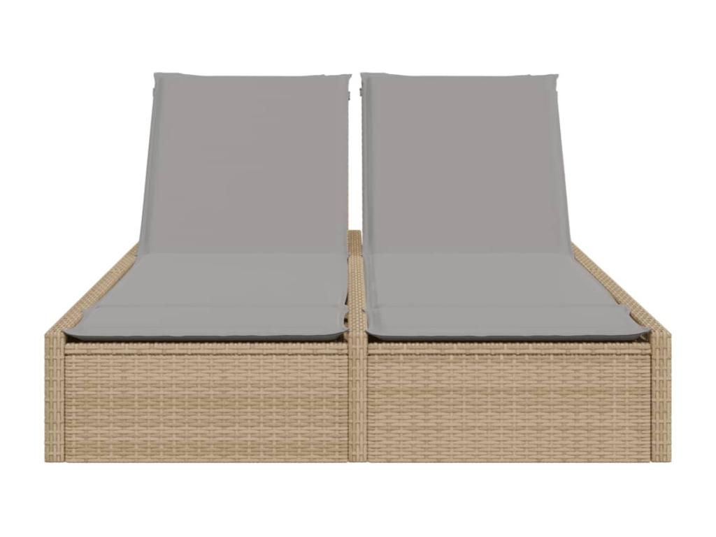 Chaise longue double avec coussins beige résine tressée LHPW02558