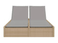 Chaise longue double avec coussins beige résine tressée LHPW02558