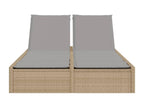 Chaise longue double avec coussins beige résine tressée LHPW02558