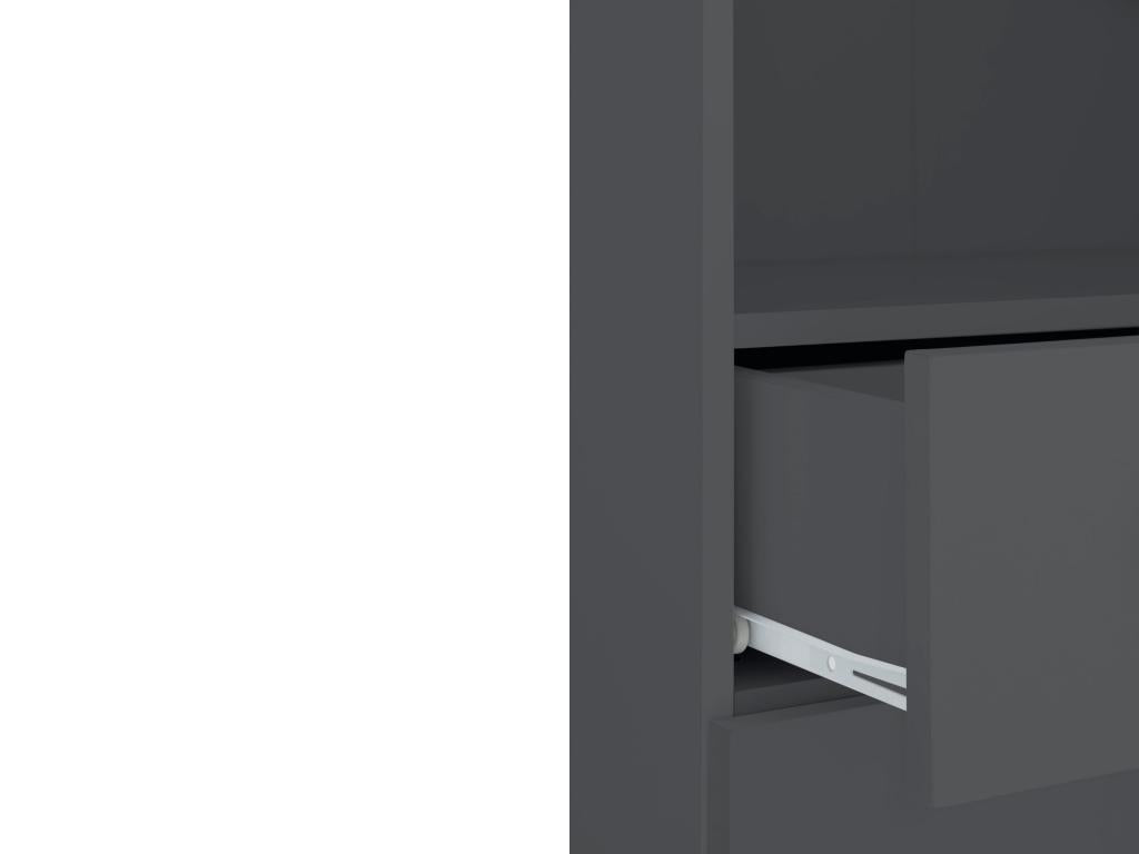 Badus - Meuble haut avec 2 2 portes et 1 tiroir en Gris / Chêne KPPU05810