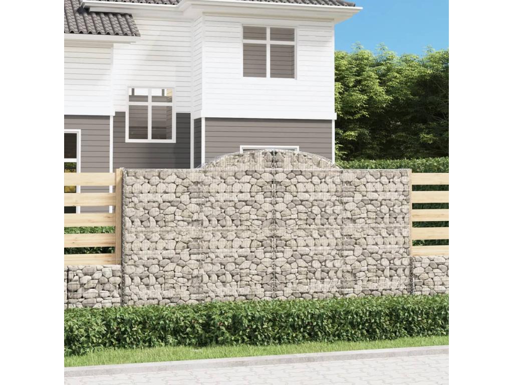 Paniers à gabions arqués 3 pcs 300x50x160-180 fer galvanisé YFYC05507