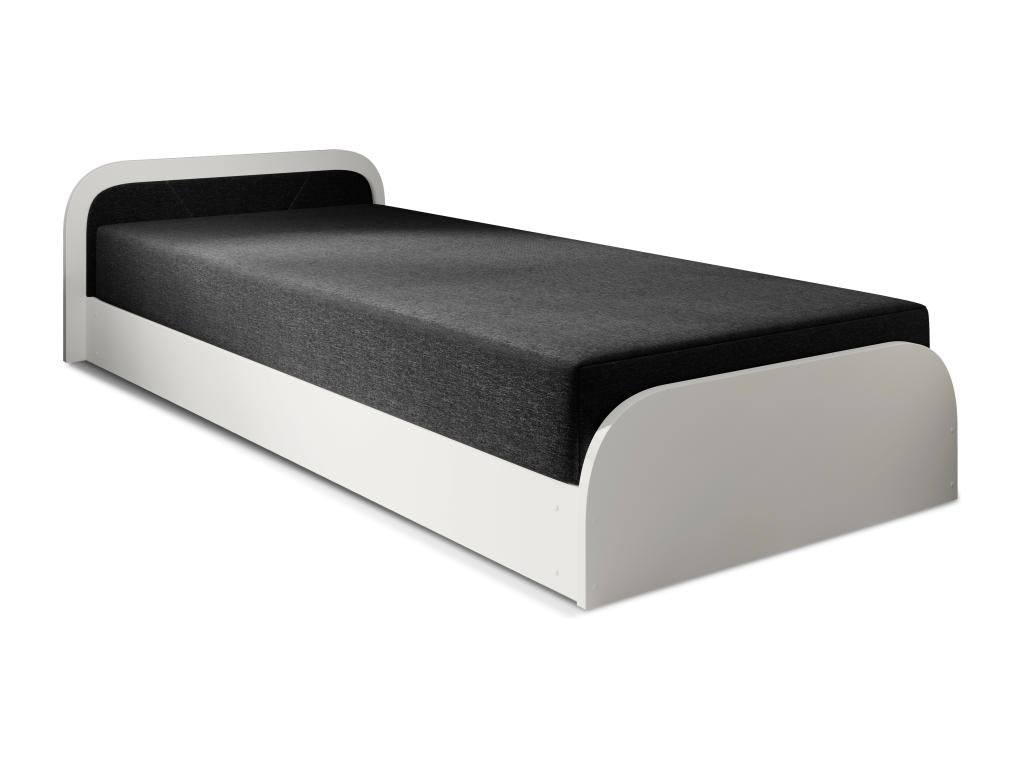Lit 1 place avec coffre de rangement Dormeva – Confort et Praticité-Couleur Blanc/Noir-Modèle Coté droit SXRT04508