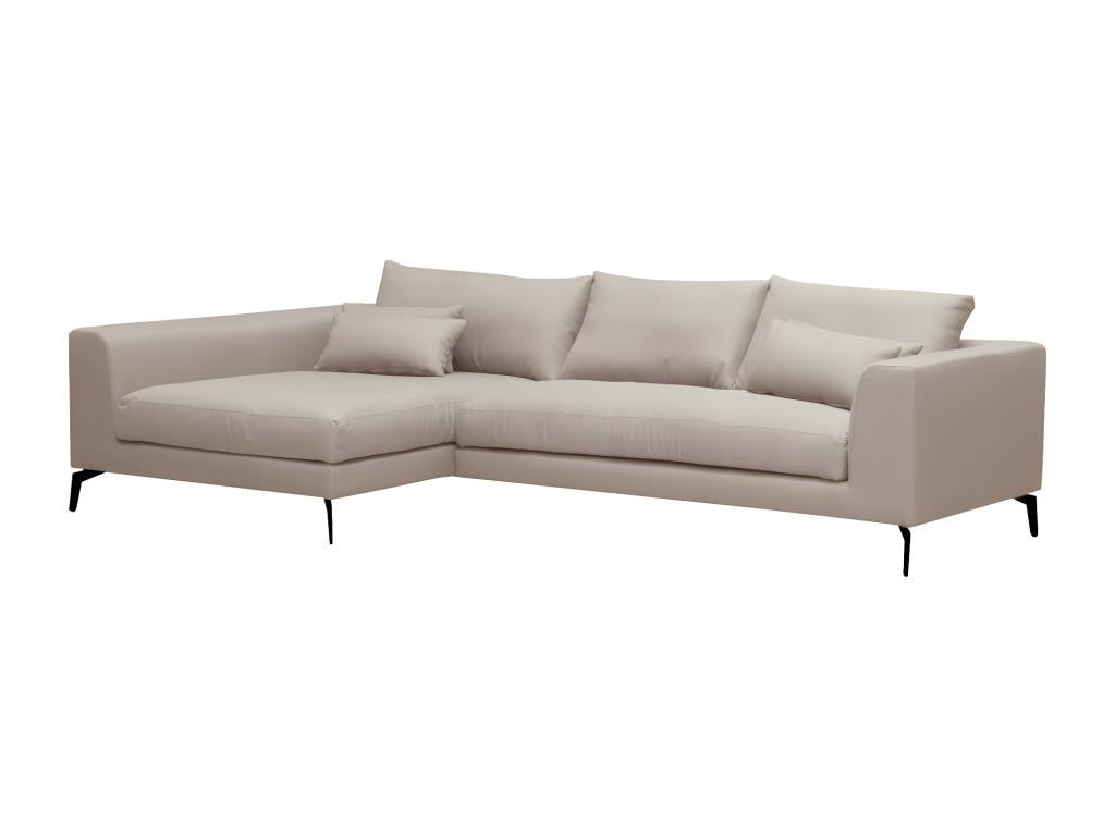 Canapé d'angle en tissu luxe 5 places Dormeva beige angle gauche vu de face MCXP54531