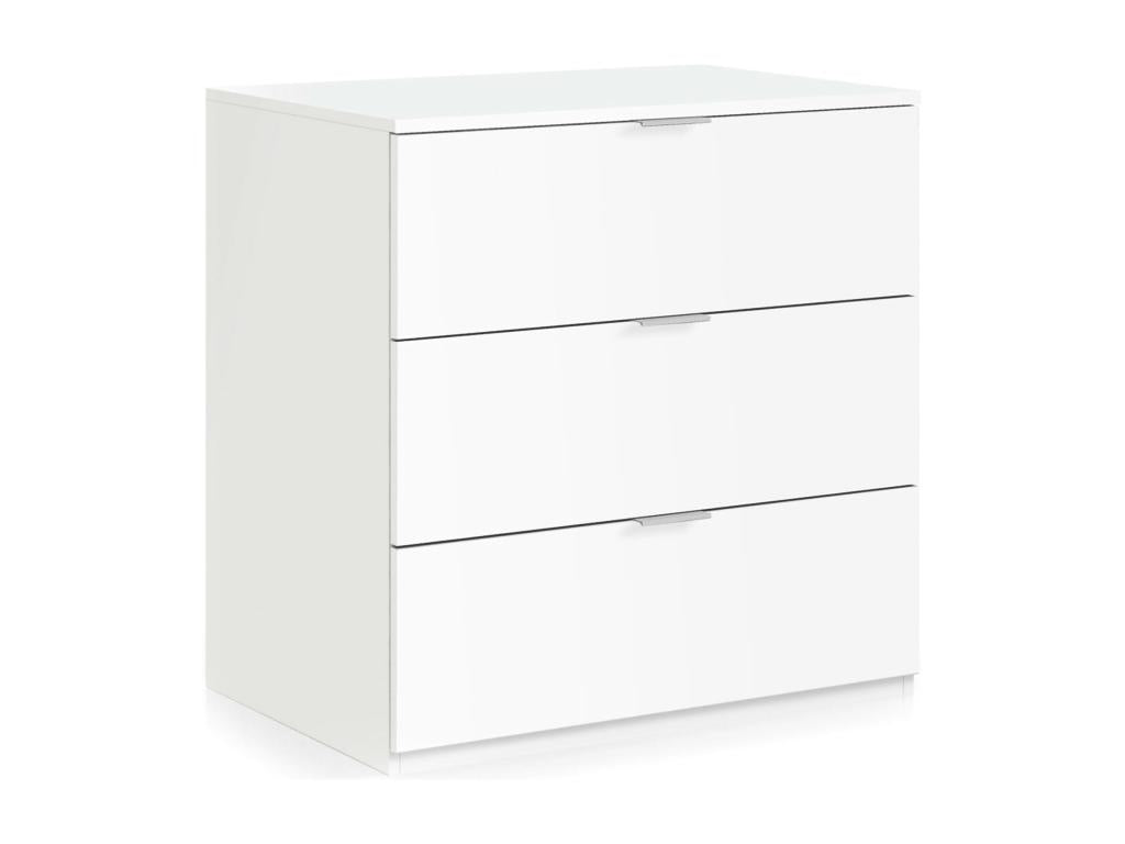 Commode Dormeva Commode moderne avec 3 tiroirs Commode basse pour la chambre Armoire à tiroirs 77x38h80 cm Blanc DYGQ99654