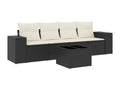 Salon de jardin 5 pcs avec coussins noir résine tressée OBWO90817