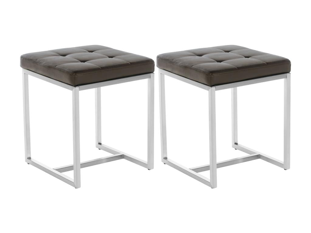 Lot de 2 Tabourets - Similicuir / Acier inoxydable - Marron - Dormeva KEDO08342