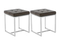 Lot de 2 Tabourets - Similicuir / Acier inoxydable - Marron - Dormeva KEDO08342