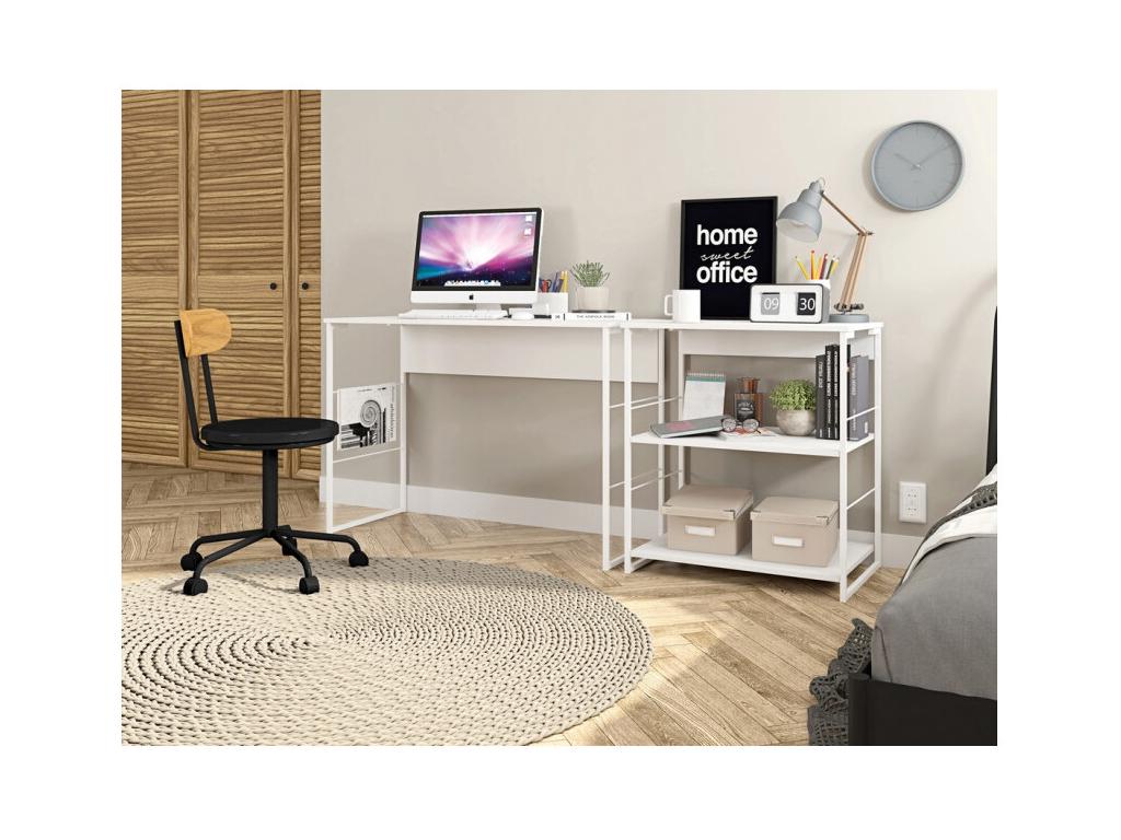 Bureau Blanc 120 cm Pieds Métalliques ROXQ27085
