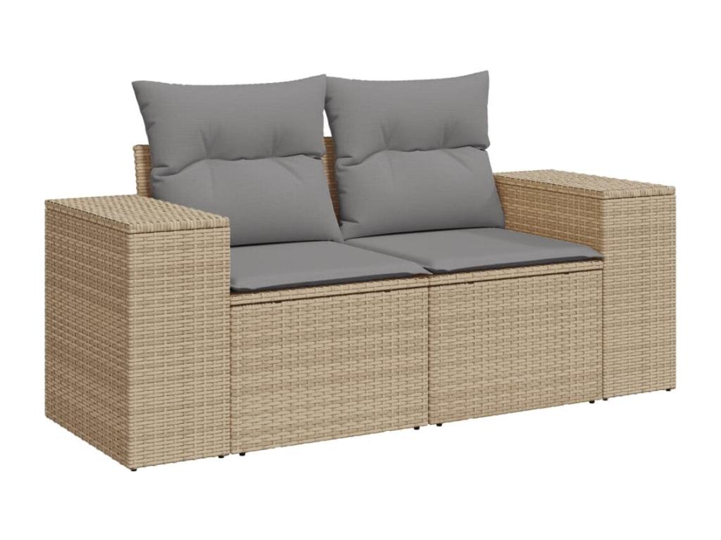 Salon de jardin avec coussins 10 pièces beige résine tressée RHSG70458
