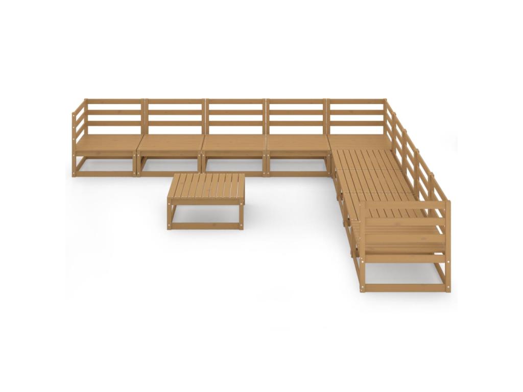 Salon de jardin 10 pcs Marron miel Bois de pin massif 11 OSYZ79891