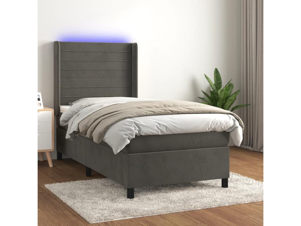 Zensova à Zensova de lit et matelas et LED Gris foncé 80x200cm YGKM22118