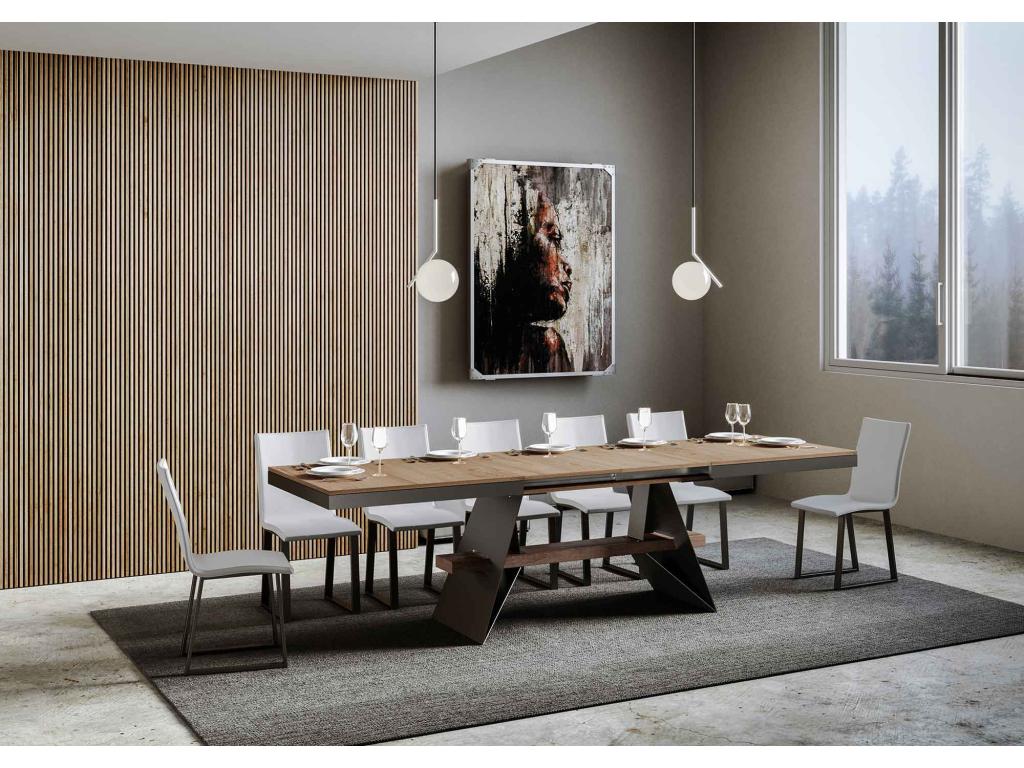 Table extensible 90x160/ 420 cm Zensova Chêne Nature cadre Anthracite IHMO84888