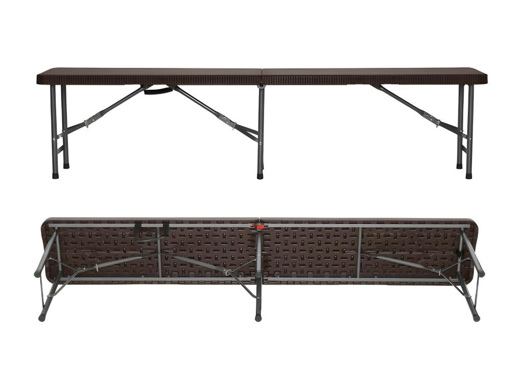 Pack de 2 Bancs Restaurateurs Pliants 180x30x43cm Effet Rotin Dormeva VCQB87510